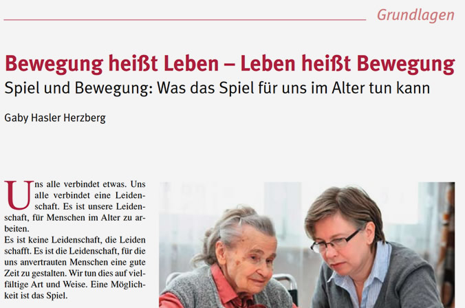 Praxis der Psychomotorik, Gaby Hasler Herzberg: Spiel und Bewegung – was das Spiel im Alter für uns tun kann